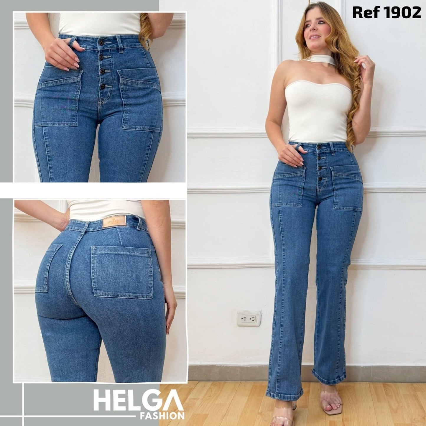 Jeans bota ancha, Tiro Alto Ref 1902