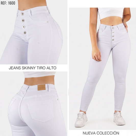 Jeans Skinny Strech, Tiro Alto Ref 1600 BLANCO
