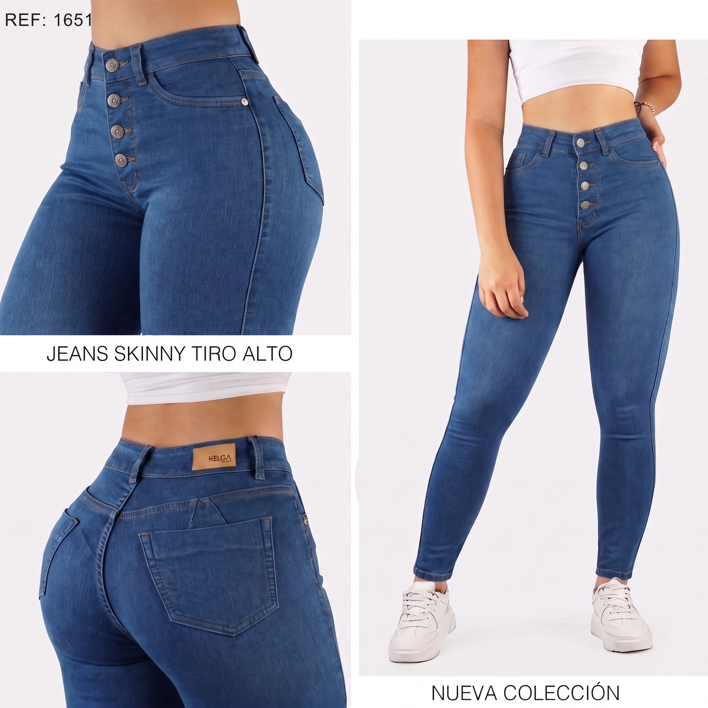 Jeans Skinny Strech, Tiro Alto Ref 1651