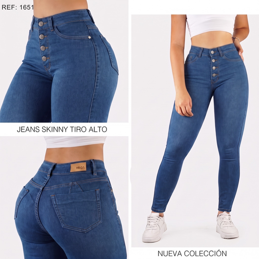 Jeans Skinny Strech, Tiro Alto Ref 1651