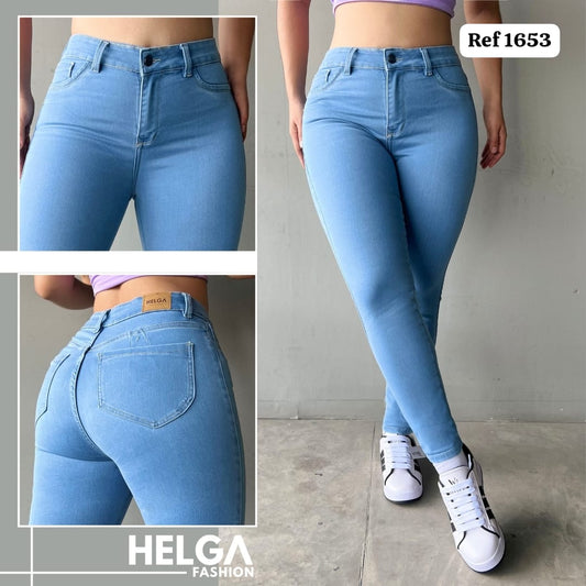 Jeans Skinny Strech Control Abdomen, Tiro Alto Ref 1653