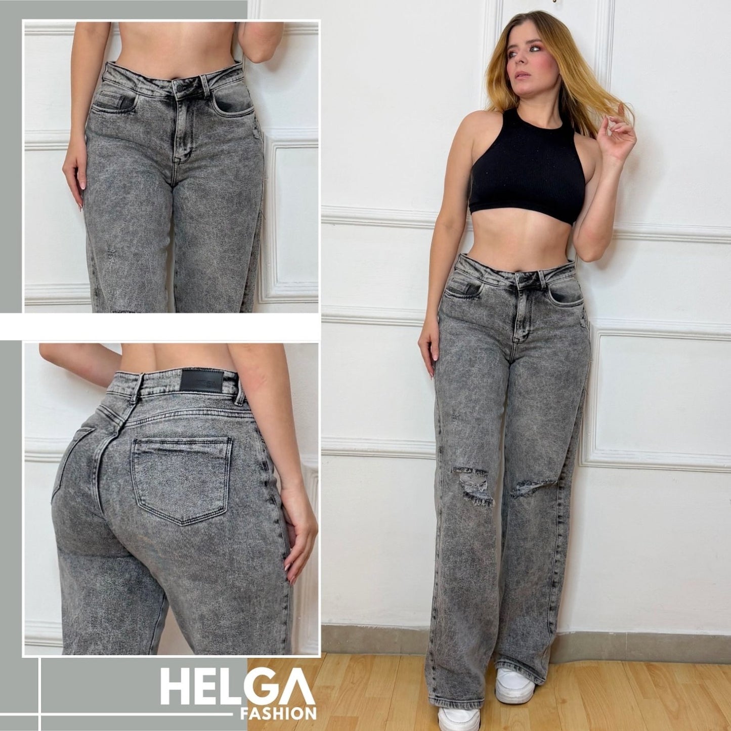 Jeans Palazzo, Tiro Alto Ref 1807
