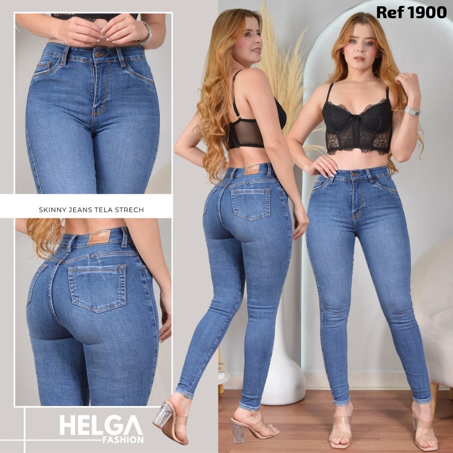 Jeans Skinny Strech, Tiro Alto Ref 1900